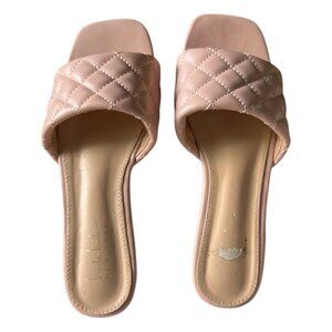 Nicole Miller Casual Slip On Quilted Slide Flats Nude Blush Pink Tan Size 7 1/2